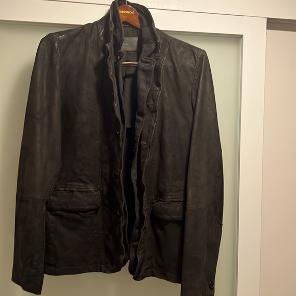 All Saints Double Layer Leather Blazer - Picture 2 of 4
